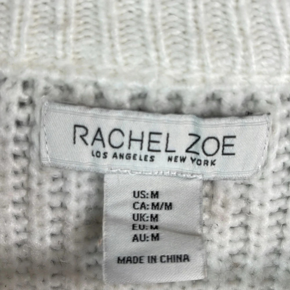 RACHEL ZOE Asymmetrical Knit Sweater Striped Earth Tones Long Sleeve Crewneck M - Picture 7 of 10